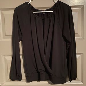 Black long sleeve wrap blouse- express size small